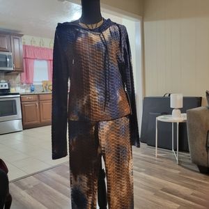 Women 2pc. Sz large blue/brown